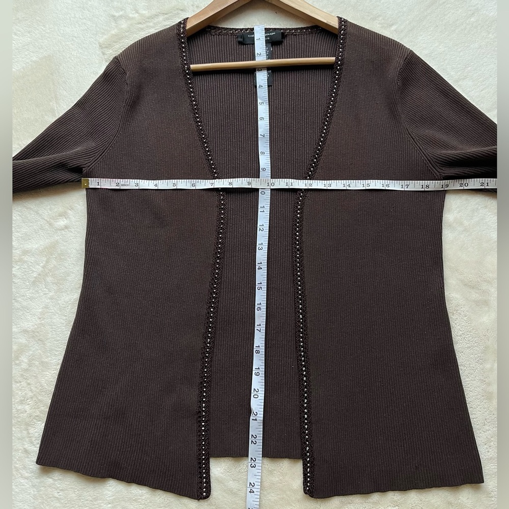 Cable and Gauge Silk 3/4 Sleeve Cardigan - Picture 7 of 8